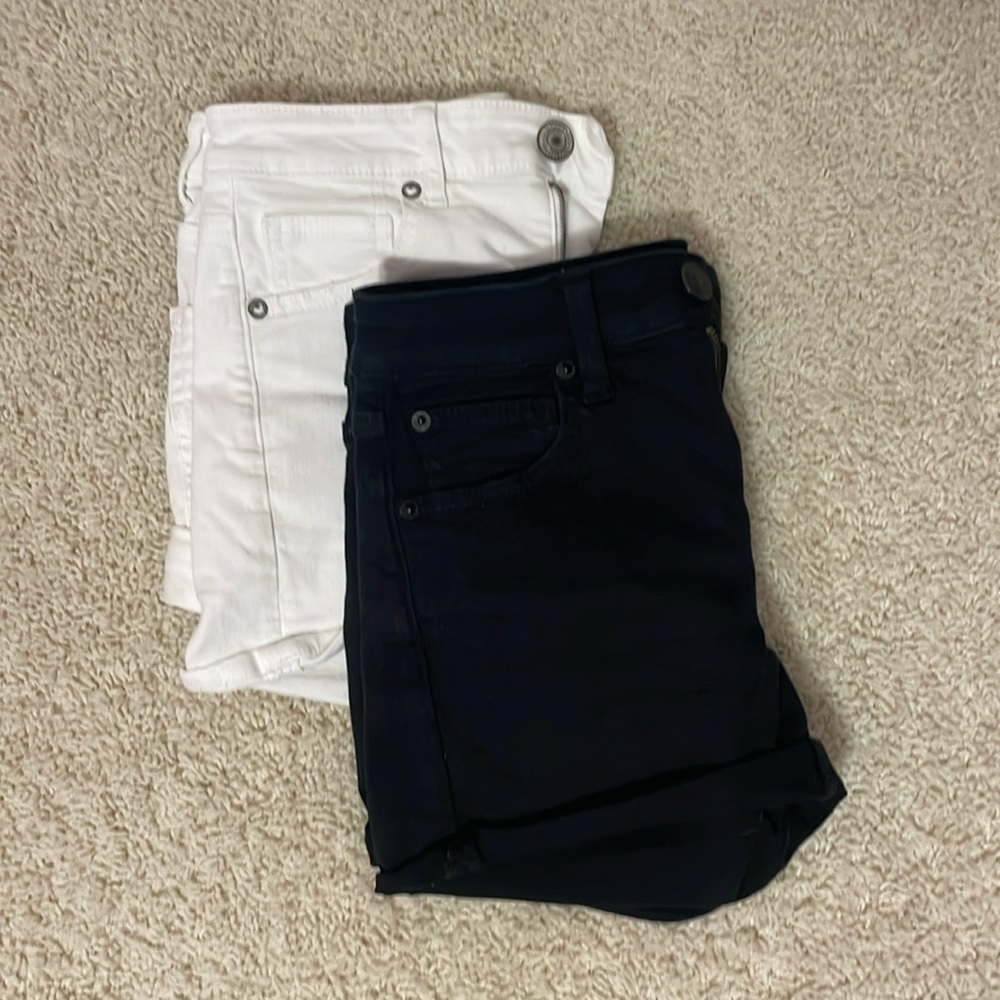 Bundle of 2 American Eagle High Rise Shortie Denim Shorts, Size 2